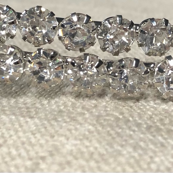 Hoop earrings. Faux diamond. Silver color. 4” diameter - Picture 2 of 3